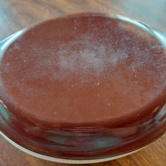 Vintage Pyrex 2.5 Qt 045 Old Orchard Harvest Casserole Covered With Brown Lid - Picture 3 of 7